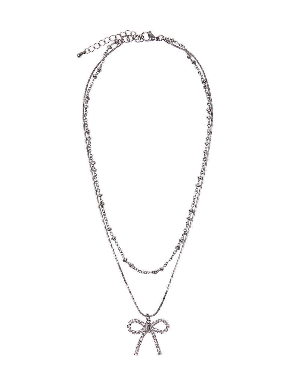 CH RIBBON NECKLACE(SILVER)