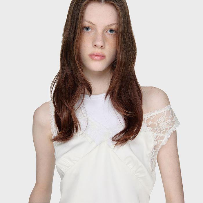 Lace Slip Sleeveless Top, IVORY