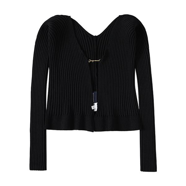 자크뮈스 223KN500-2190 990 라 마이유 로고 참 심리스 여성 가디건 타임메카