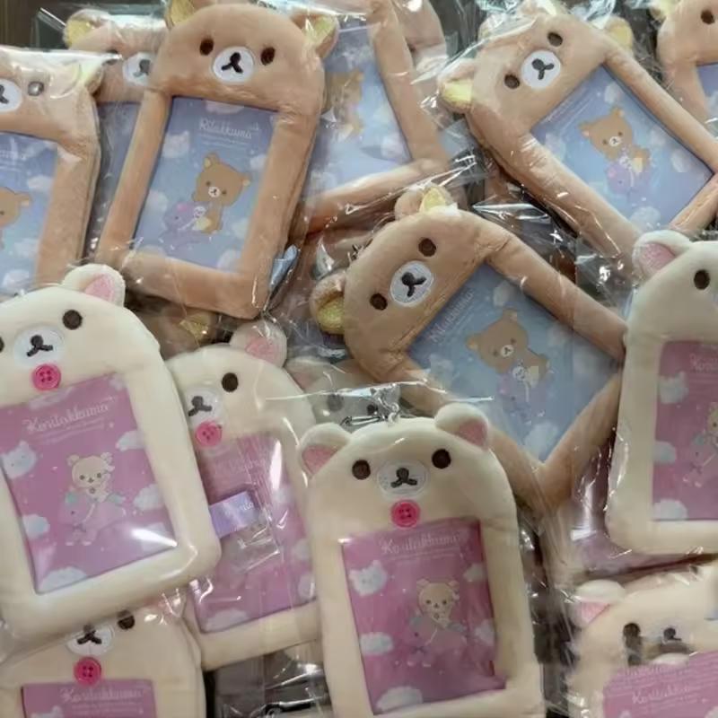 리락쿠마 카드 홀더 사진 보호 케이스 만화 애니메이션 파생 주변 장치 키 체인 가방 귀여운 펜던트 액세서리 선물