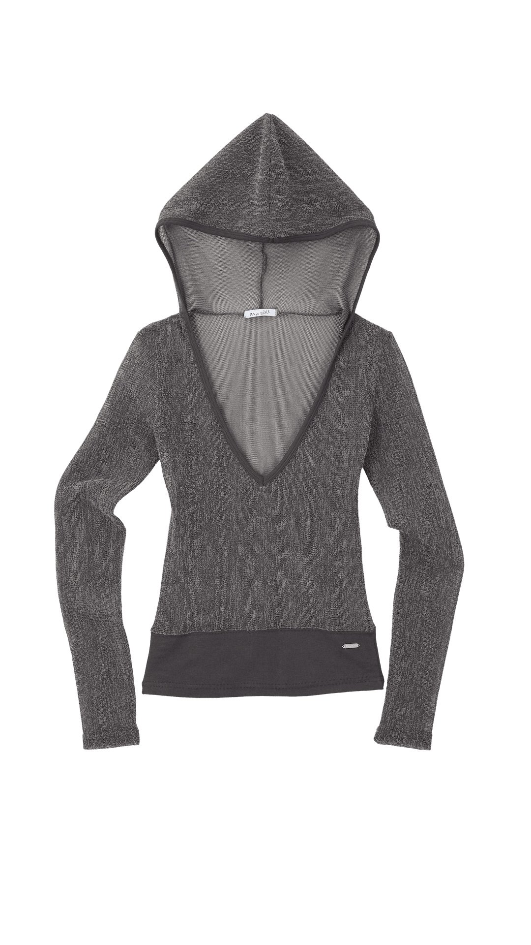 Mesh V-neck hoodie_khaki beige