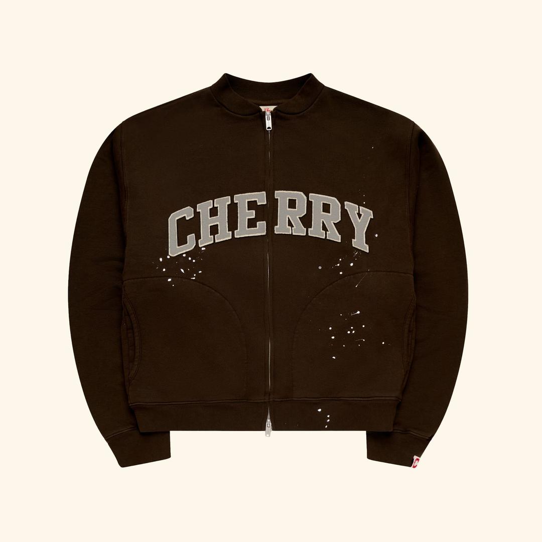 Applique Zip Up Crew (Chocolate) - xs