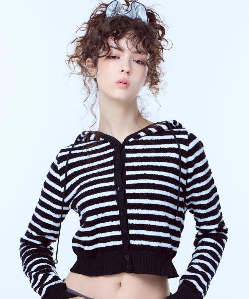 PA STRIPE CARDIGAN(BLACK)