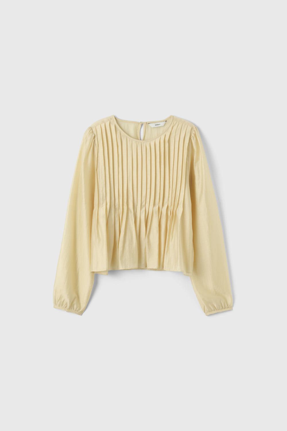 [4/17예약배송]Q Flowy Front Tuck Flare Blouse_Vanilla