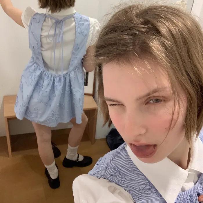 STRIPE TEXTURE DRESS_BLUE