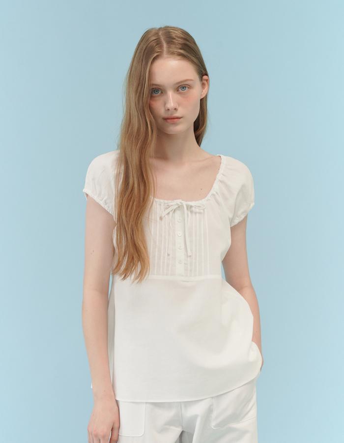 [3rd] Olivia pintuck blouse_ivory