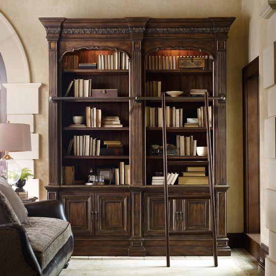 5091-10225Bookcase w/ Ladder & Rail