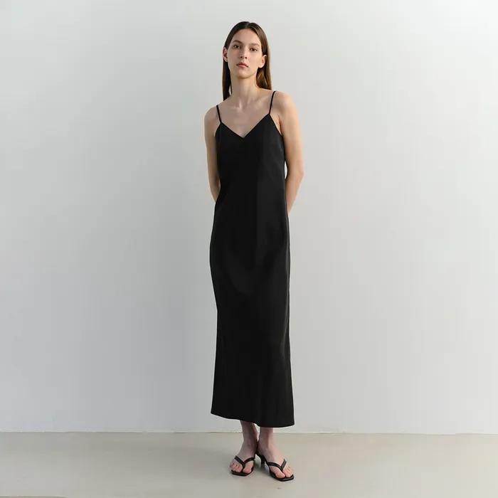 RAYON STRAP DRESS (BLACK)