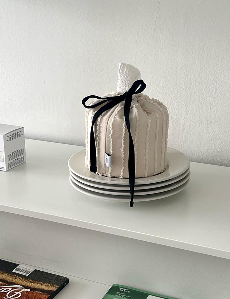 [리펫제작]케이크 휴지케이스 원형 두루마리케이스 패브릭케이스 리본휴지케이스