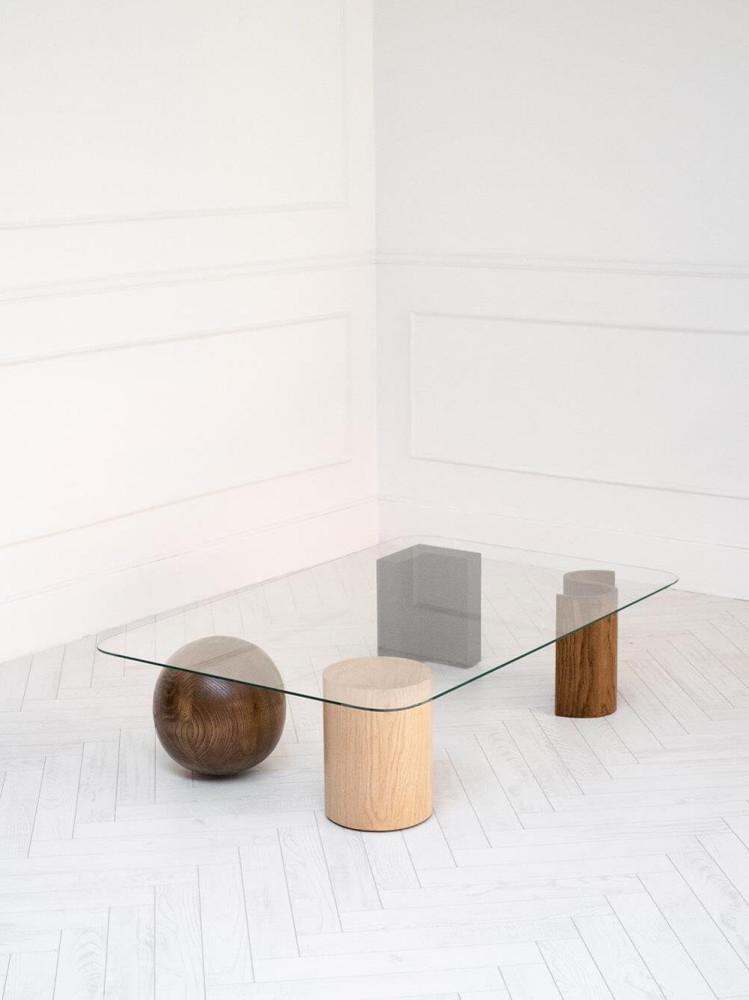 Offbeat Shapes 직사각형 유리테이블 원목 티테이블