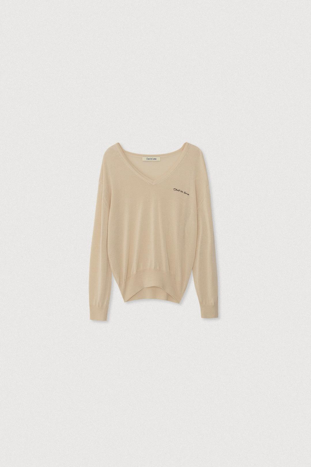 VISCOSE V-NECK KNIT [BUTTER]
