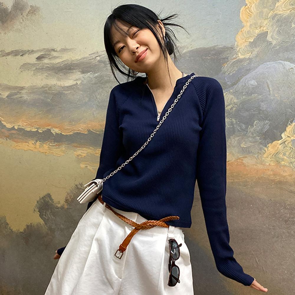 와플 하프 집업 T