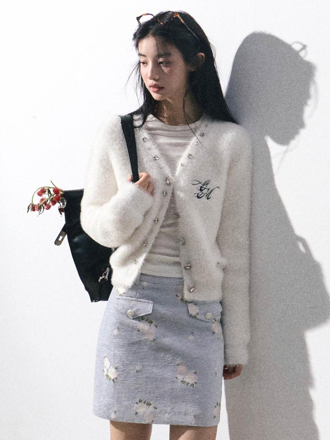 [OAK MOO] "The Possibility of Life\" Beads Button Cardigan
