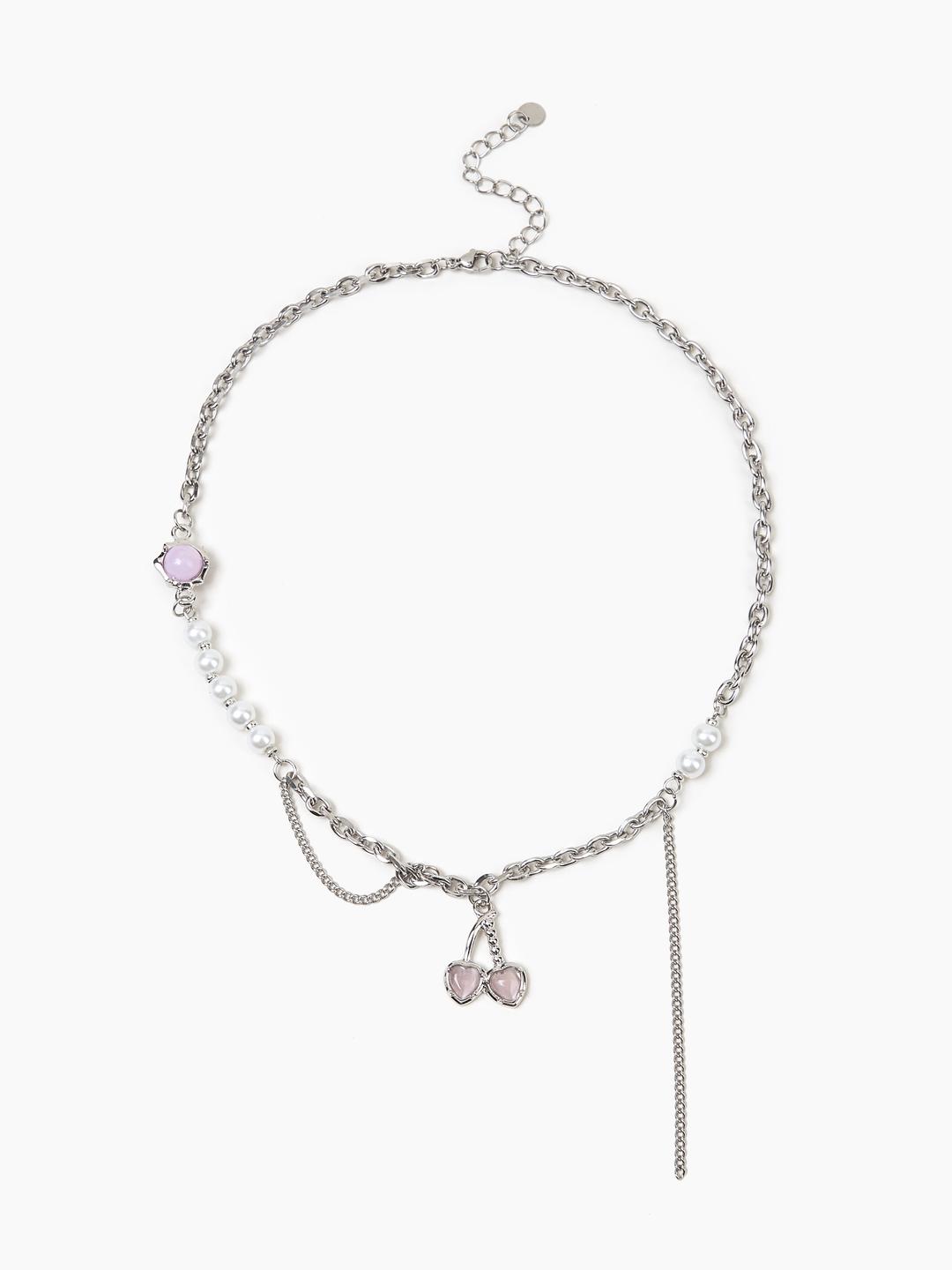 체리 데코 진주 목걸이