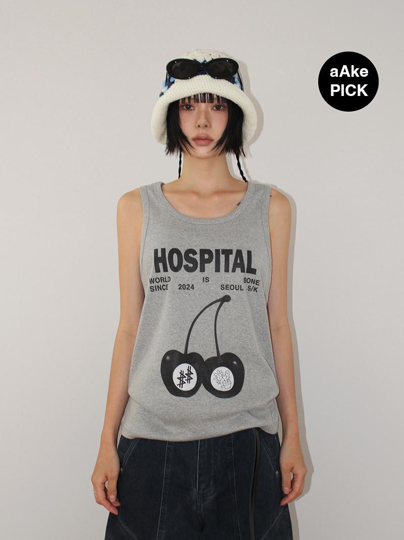 (*당일발송) CHERRY SLEEVELESS (white / gray)