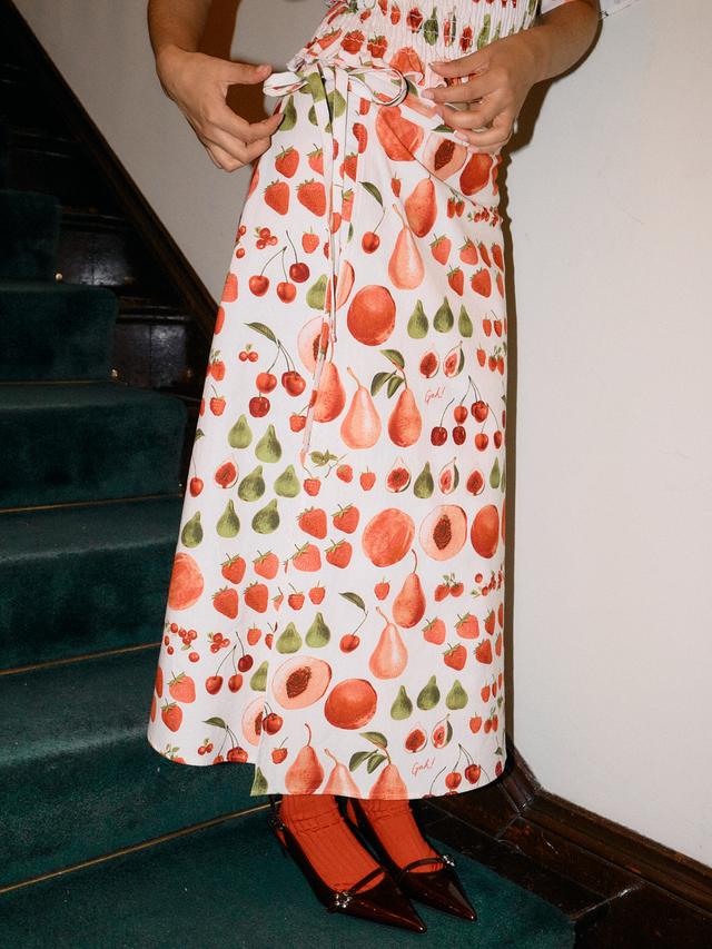 Capri Wrap Skirt - Fruit Print - Fruit Print / XS