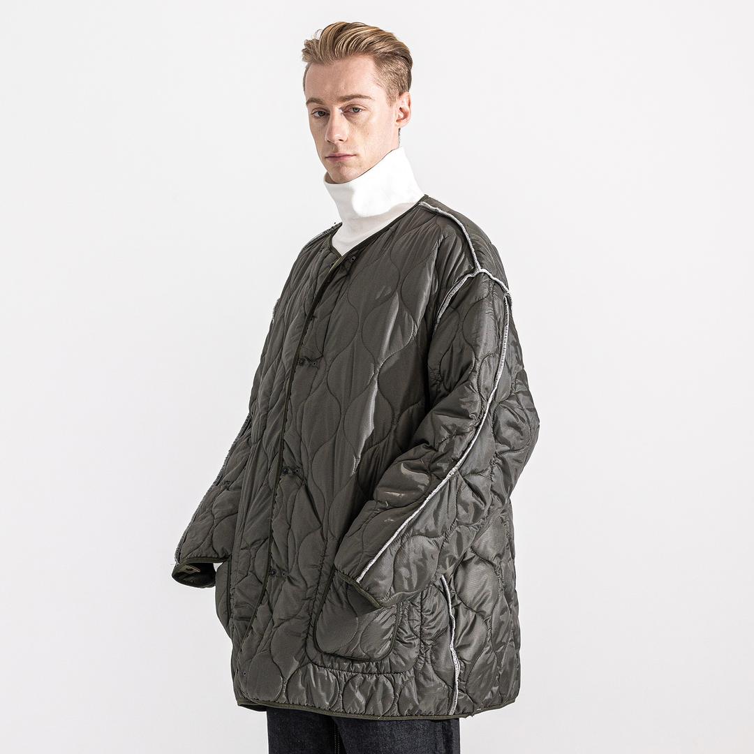 리버시블 스티치 퀼팅 자켓 카키