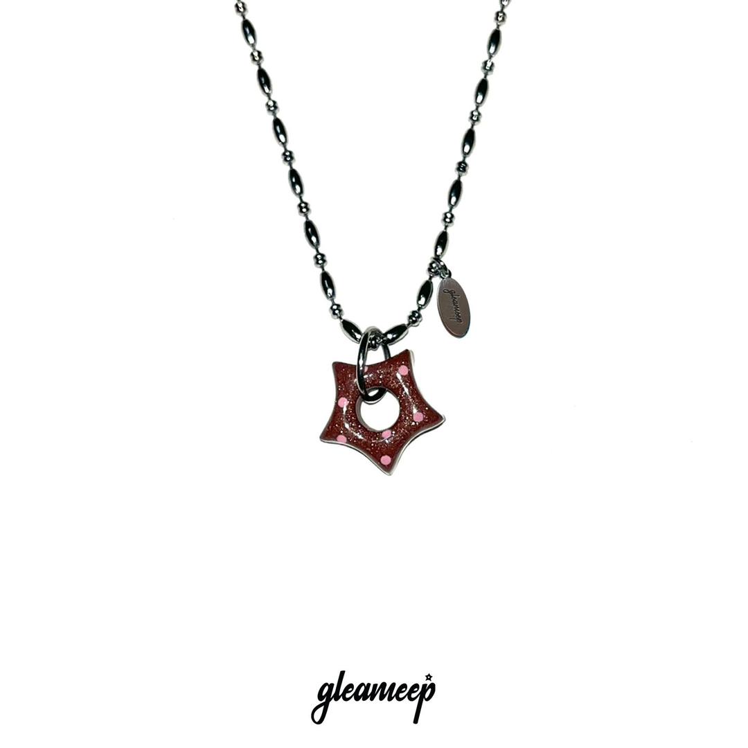 gleaming little star dot necklace [brown]