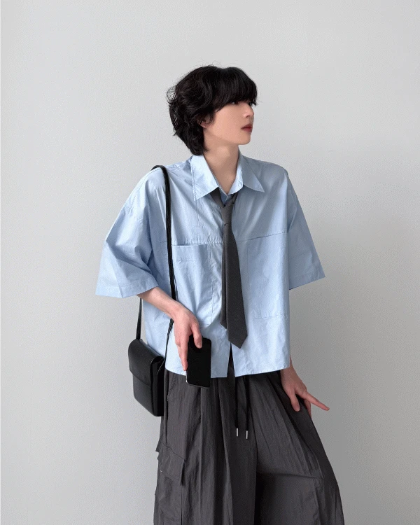 프래피 크롭 하프 셔츠(5Colors)
