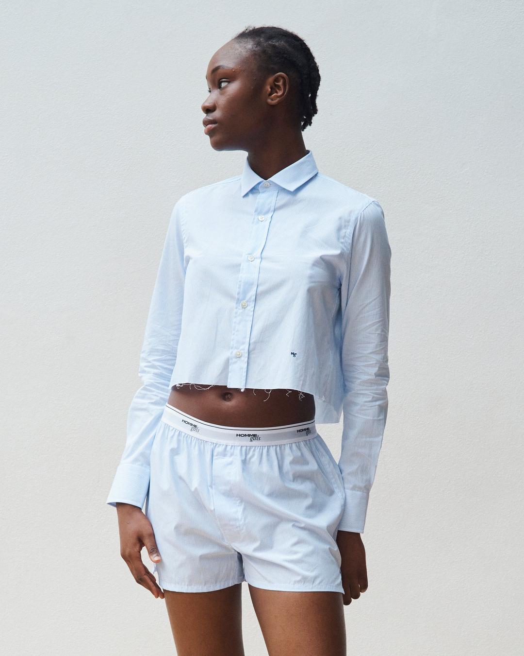 Cropped Shirt in Mini Stripe - Small / Mini Stripe