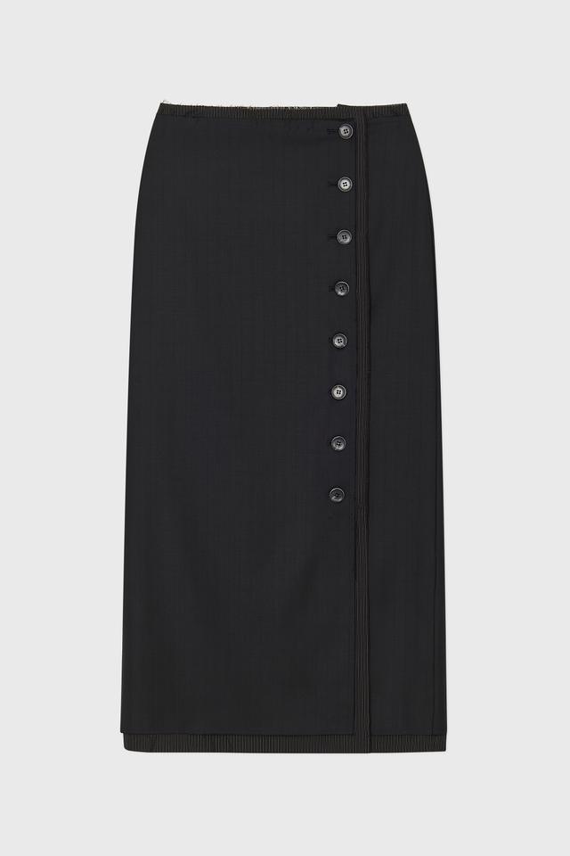DOUBLE LAYERED BUTTON MAXI SKIRT