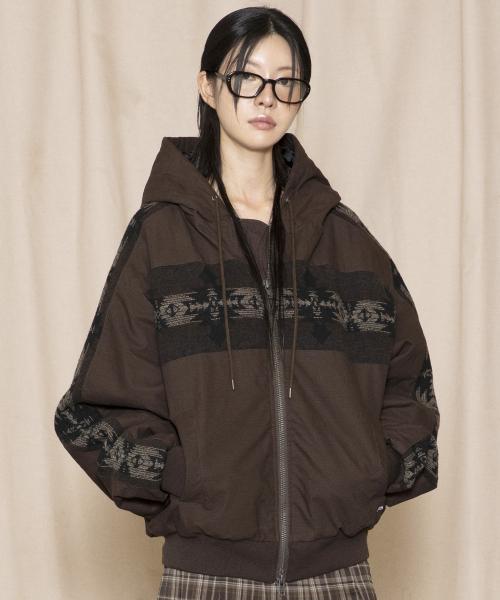GJ097 네이티브 후드 자켓 (BROWN)