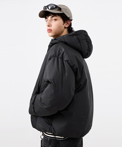 ASI 미니멀 패딩 크롭 자켓_블랙