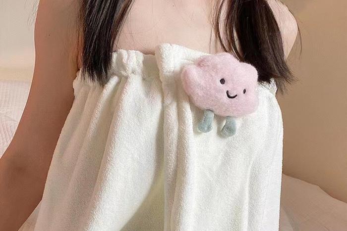 찍찍이부착 샤워가운 여성 목욕가운 대형 타올 140X75 울소재