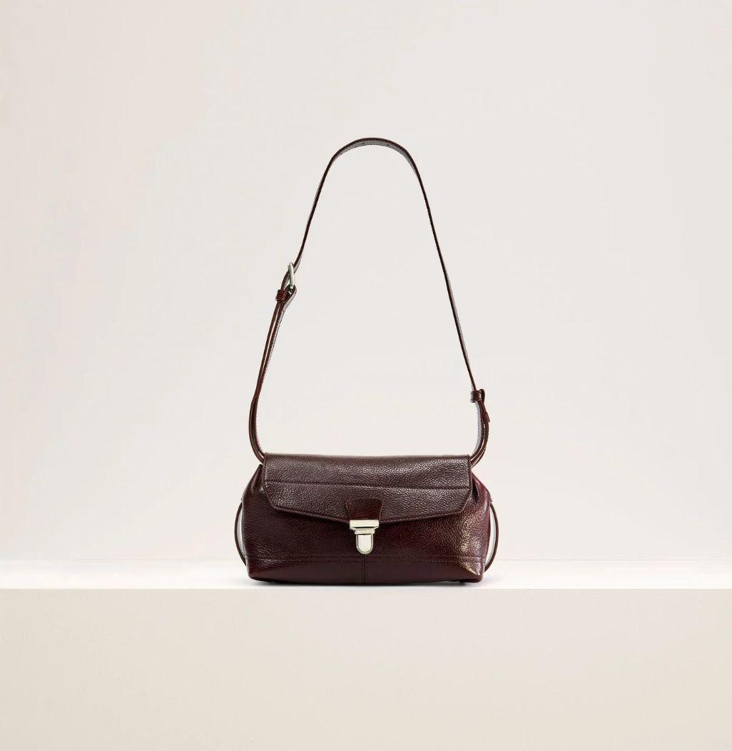 글로시 베지터블 레더 스몰 엔드 백 다크 에그플랜트