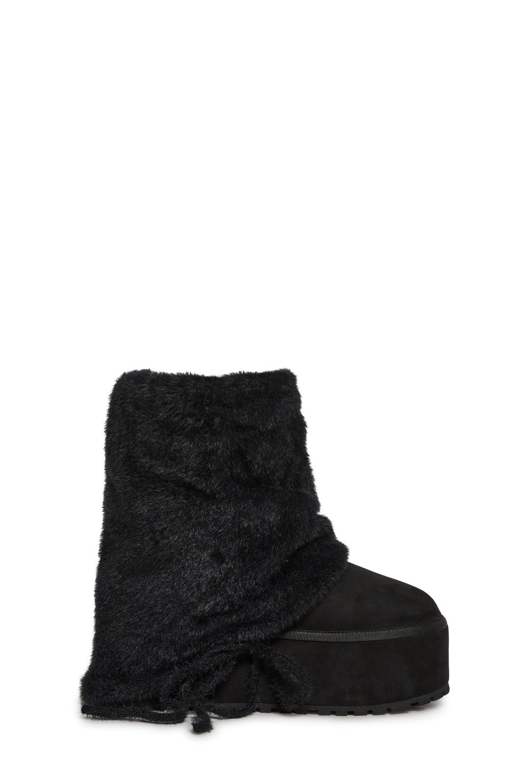 Snuggle Sesh Platform Booties - Black - BLACK / US 10