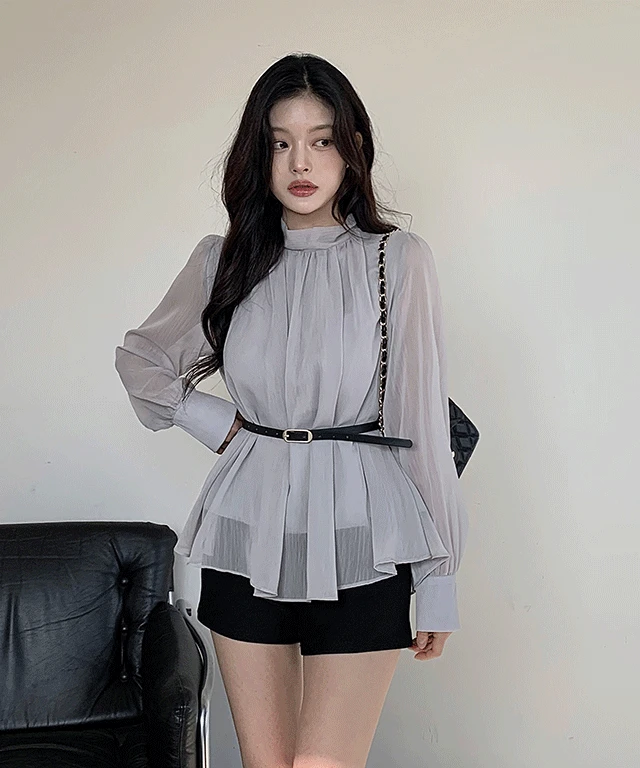 [벨트set💗] 뱅쇼 벨트 세트 시폰 플레어 스카프 블라우스 봄 가을 하객룩 / 데이트룩 소개팅룩 출근룩 클래식블랑
