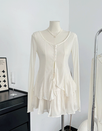 힌스 여리핏 플레어 투피스 세트