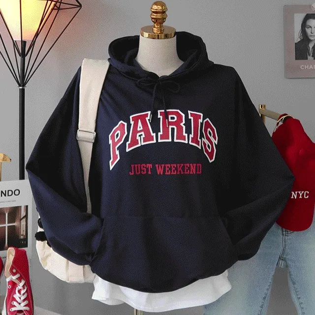 [제작상품MADE❤️간절기,가을신상!/오버핏 레터링 주머니후드] 위켄드파리후드