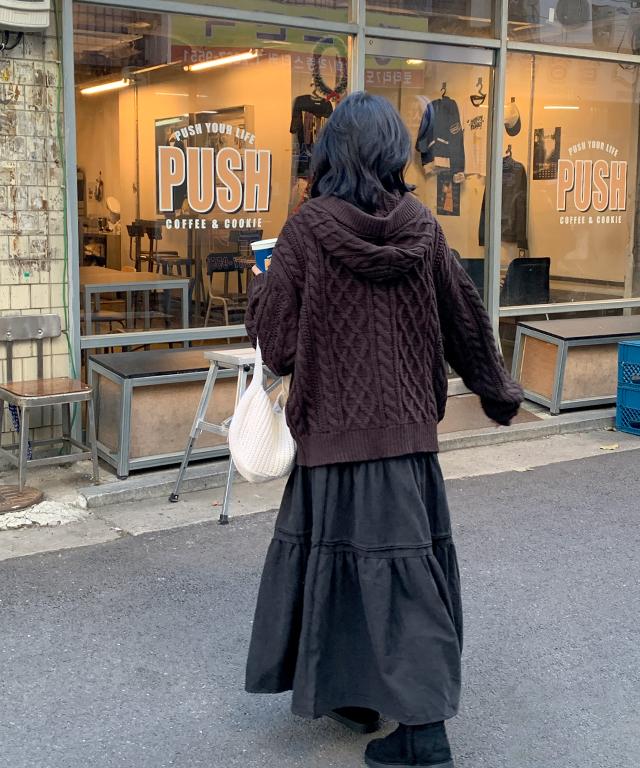 데일리쥬 블리온 플레어 캉캉 스웨이드 롱 스커트