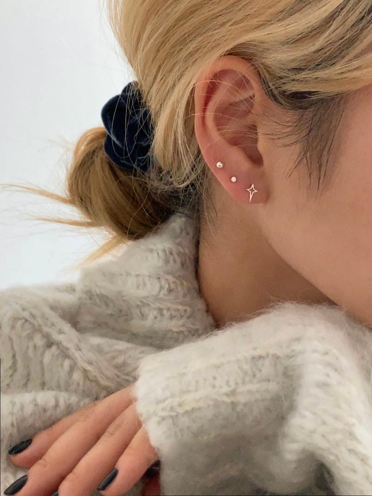 [set] [둥그런/ 925 silver] 슈팅 스타 피어싱 3 set (2 size)