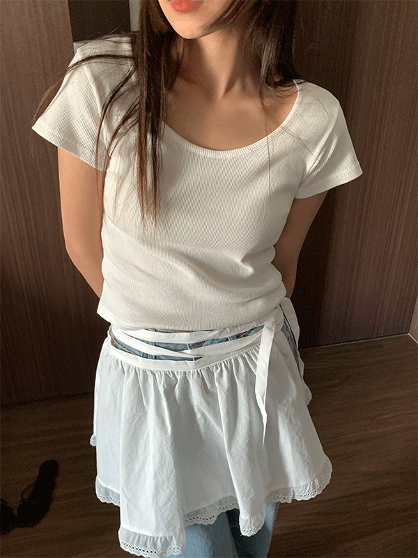 나이니 [팔뚝부각없음/핏예쁨] 크레비 골지 유넥 반팔 티셔츠