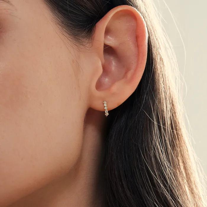 14k 하모니 프롱 세팅 원터치 귀걸이 (14k골드) #LFE56