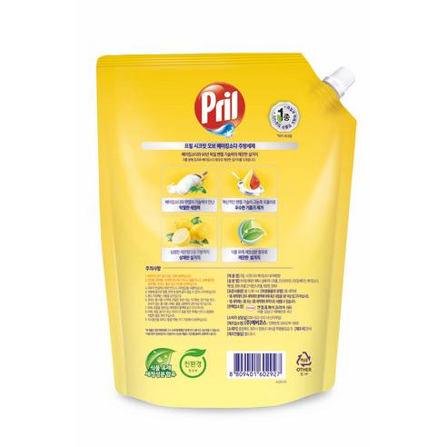 프릴 시크릿 오브 베이킹소다 주방세제 퓨어레몬향 리필, 1L, 1개