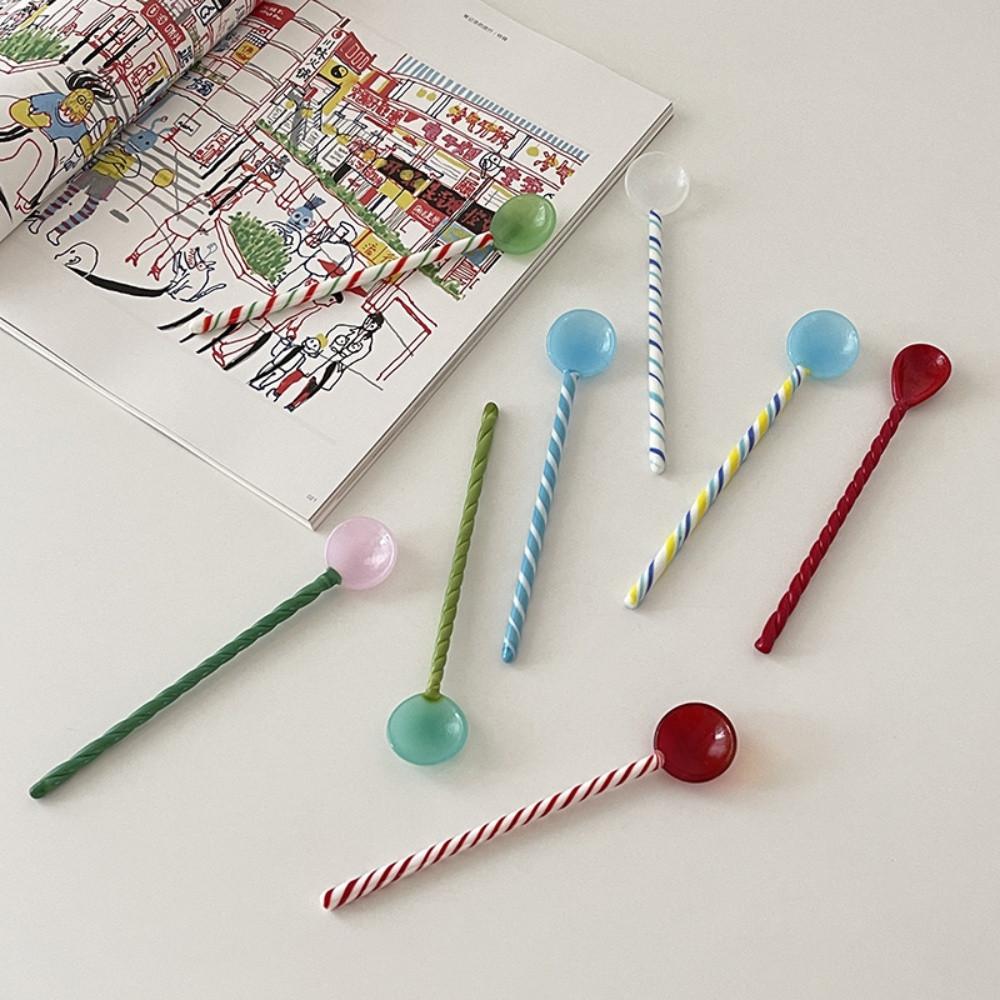 파인더 캔디 유리 스푼 디저트 티스푼 머들러 2p