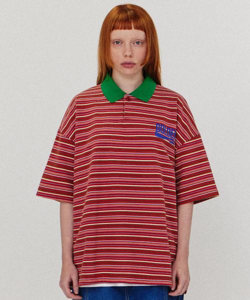 Stripe collar half t-shirts_Bric