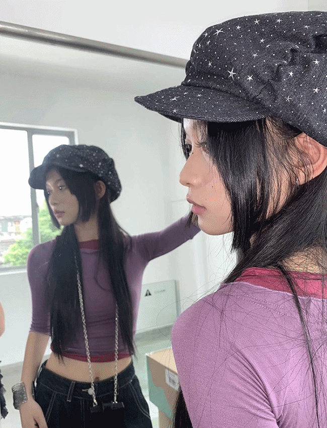 디츠 스타 데님 셔링 데님 빵모자 베레모 (2color)