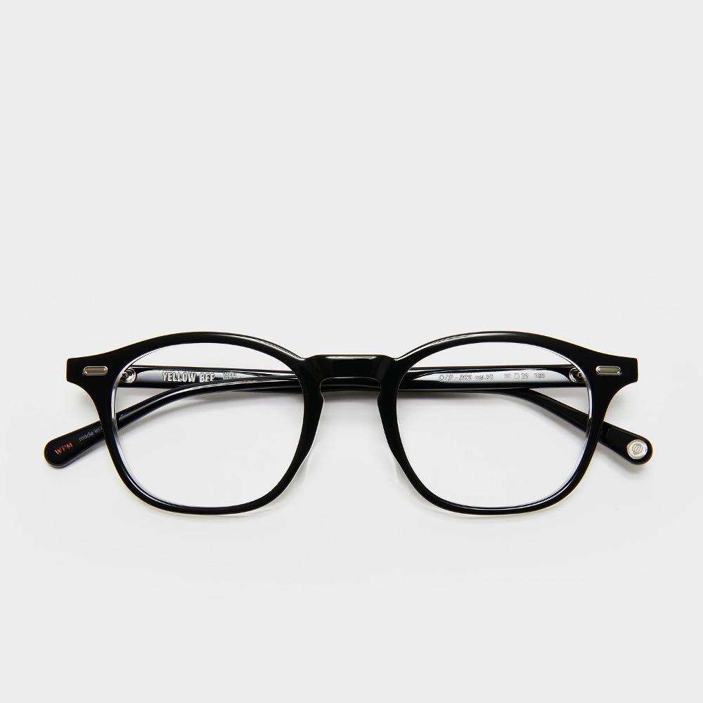 옐로우비 안경 OP009 05 에스파 지젤 남자 여자 사각 유광 블랙 클리어 뿔테 안경