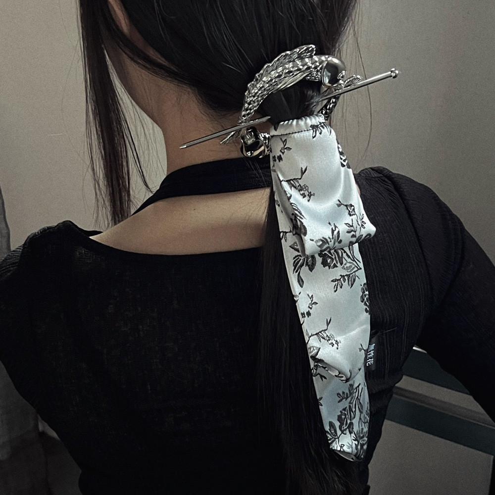 [핸드메이드] 숙희 오리엔탈 댕기 머리끈 헤어끈 블랙 웨딩 악세사리 한복소품