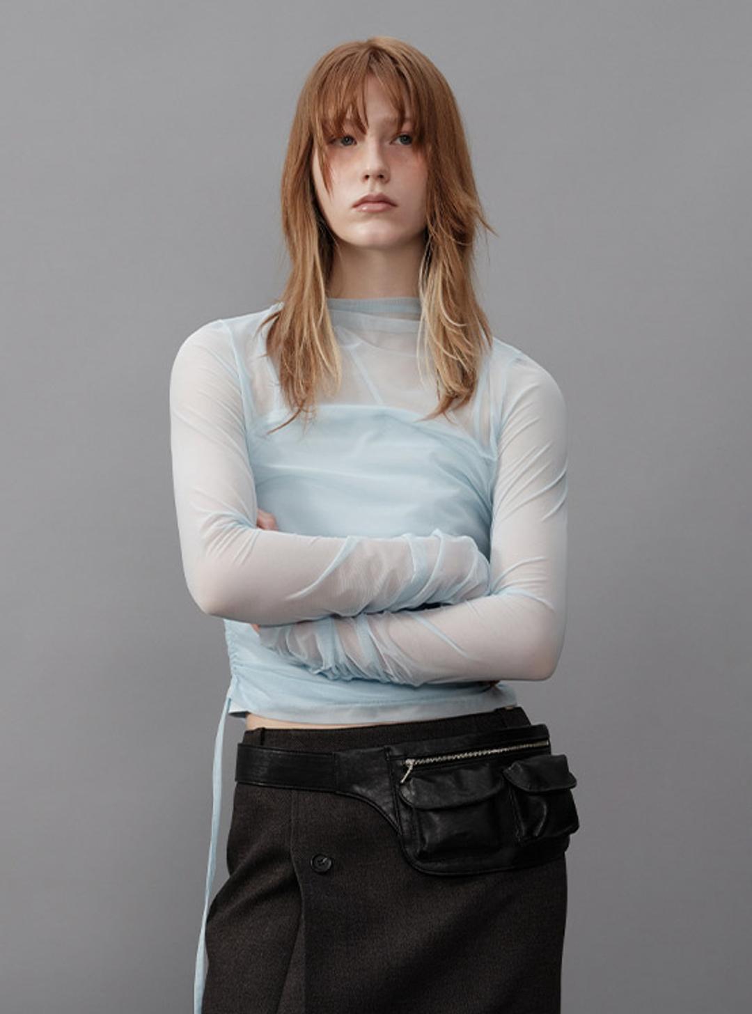 [1/31 예약배송] Side Shirring T-Shirt in Blue VW4SE020-22