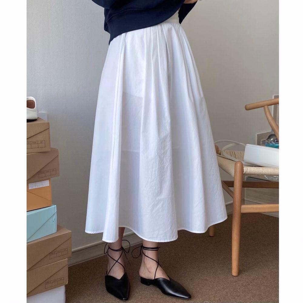 봄 가을 포켓 핀턱 훌 스커트