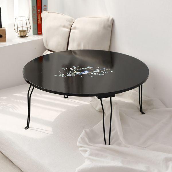 나전칠기 파랑새 문양 디저트 테이블원형