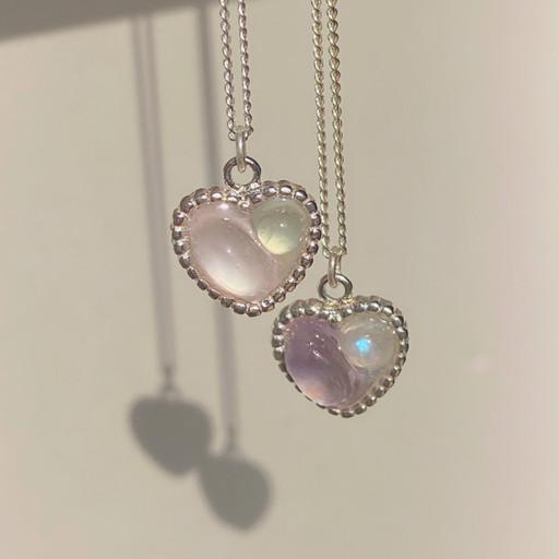 [커스텀가능/925silver] 멜팅하트 원석 목걸이