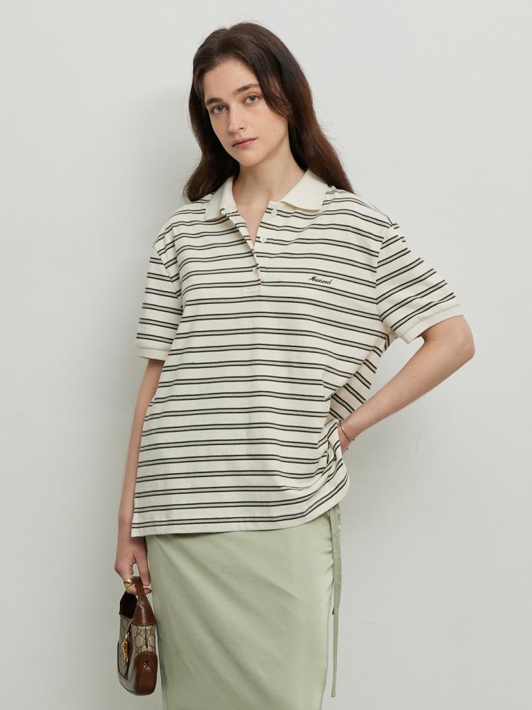 (1차) STRIPE PK T SHIRT - CREAM