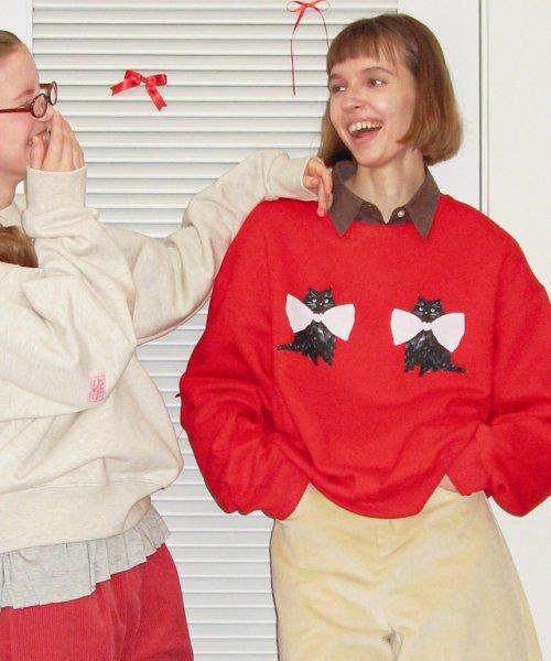 RIBBON CATS SWEATSHIRTS RED