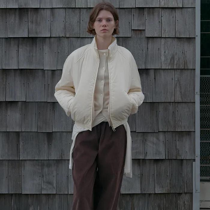레글런 슬리브 패디드 자켓 (크림)